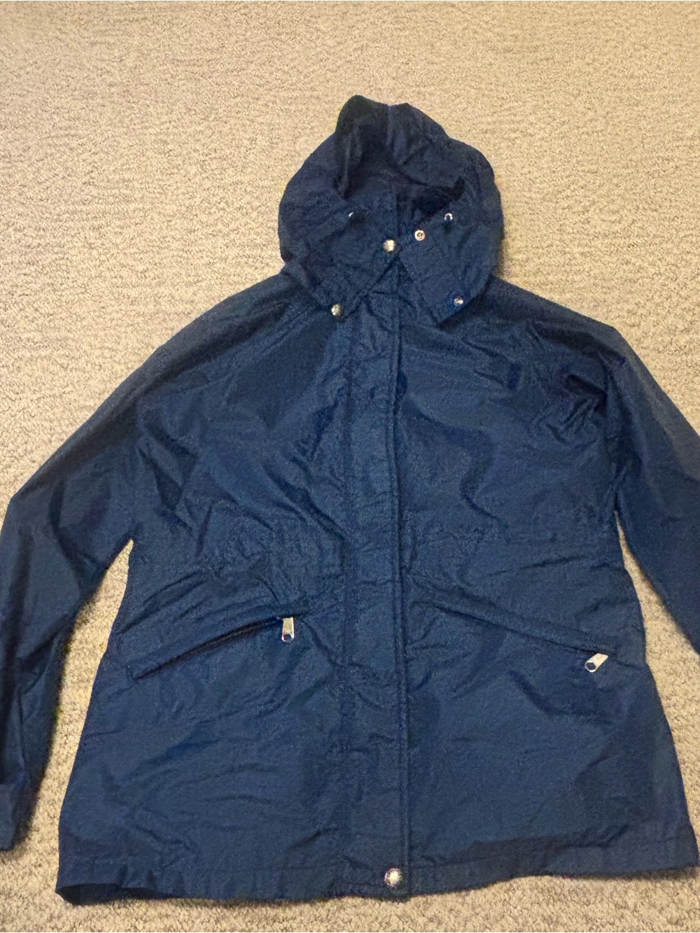 The North Face Navy Hooded Raincoat Jacket women size S